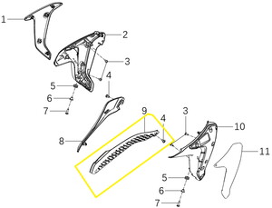 KOVE 510F/JAWA 500F Depo Alt Plastiği Sol