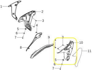 KOVE 510F/JAWA 500F Depo Sağ İç Kapak Plastik