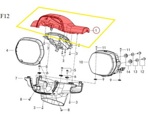 QJ VPS125 Kilometre Saati Üst Muhafaza kırmızı