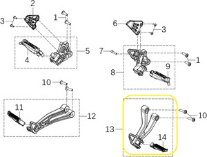 KOVE 125R/250R/250RR Arka Basamak Komple sağ