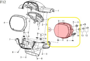 QJ VPS125/LTM125 Ön Far Led