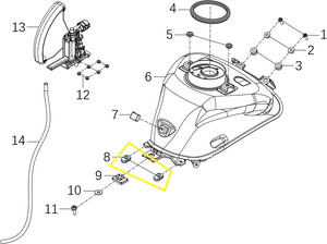 KOVE 125R/250R Benzin Deposu Ön Plastik Takoz