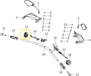QJ SRK125S Sinyal Anahtarı sol
