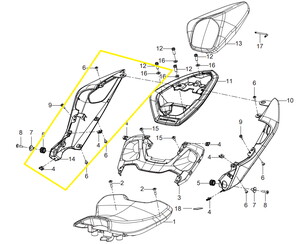 QJ SRK125R Sele Altı Yan Grenajı siyah sağ