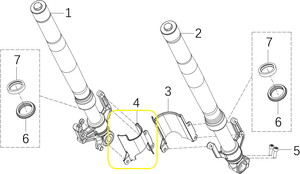 KOVE 125R/250R/250RR Ön Amortisör Alt Kapağı sol