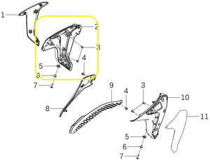 JAWA 500F/KOVE 510F Depo İç Kapak Plastik sol