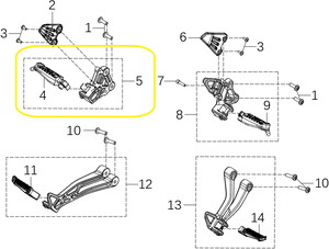 KOVE 125R Ön Basamak Braketi Komple Sol