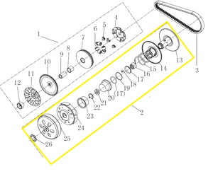 QJ VPS125/LTM125 Arka Varyatör Komple