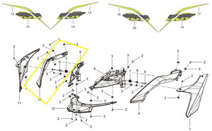  QJ SRT550X Ön Burun Çıta Plastiği   mavi  sağ