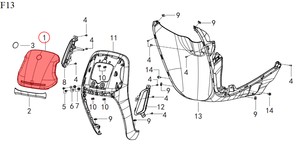  QJ VPS125 Ön Grenaj Kapağı kırmızı