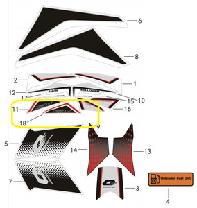 QJ SRK125R Arka Kuyruk Stıcker siyah sağ