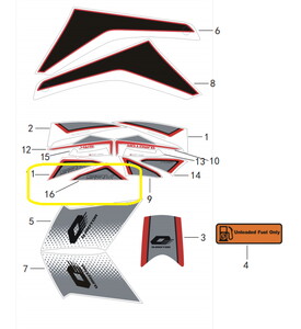 QJ SRK125R Arka Kuyruk Stıcker kırmızı sağ