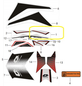 QJ SRK125R Benzin Deposu Gren Stıckkırmızı/syh/sol