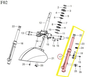 QJ VPS125/LTM125 Ön Amortisör sol