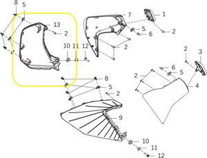 KOVE 125R/250R/321R Depo Yan Plastiği Sol