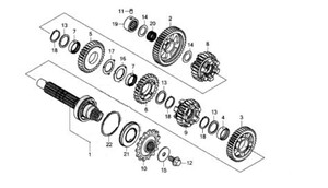 JAWA 500X Şanzıman  Dişlisi Komple Çıkış