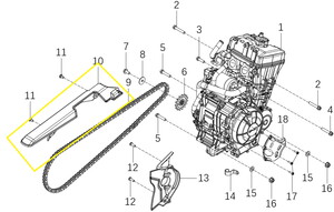 KOVE 510X/JAWA 500X Arka Tekerlek Zincir Muhafaza