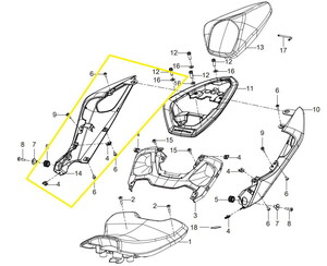 QJ SRK125R Sele Altı Yan Grenajı siyah/gri sağ