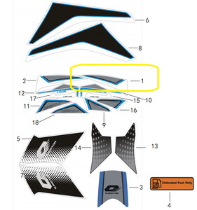 QJ SRK125R Benzin Deposu Grena Stıck mavi/siyh/sol
