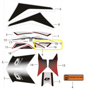 QJ SRK125R Kuyruk Stıcker siyah sol