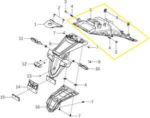 KOVE 510X/JAWA 500X Arka Çamurluk İç Parça