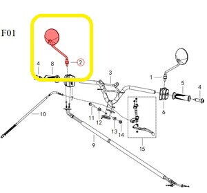 QJ LTM125/VPS125 Ayna sol
