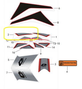 QJ SRK125R Benzin Deposu üst Stıcker mavi/siyah/so