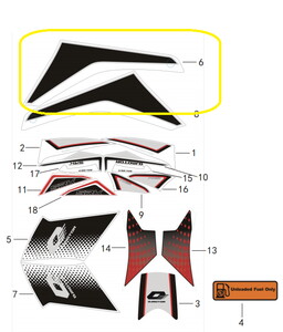 QJ SRK125R Grenaj Altı Stıcker   siyah/gri sol