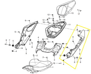 QJ SRK125R Sele Altı Yan Grenajı siyah/kırmızı sol