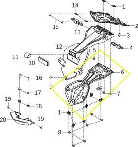 QJ SRK125S Arka Tekerlek Çamurluğu Alt Kapağı