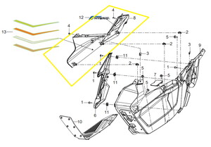 QJ ATR125 Ön Basamak Üst Plastiği siyah/yeşil  sol