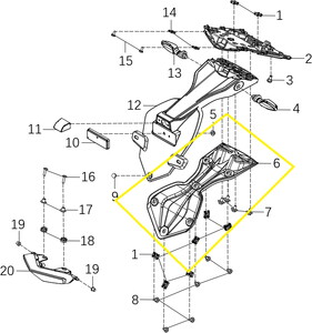 KOVE 125R/250R/250RR Arka Çamurluk İç Parça