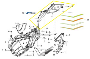 QJ ATR125 Ön Basamak Üst Plastik gümüş/siyah  sağ