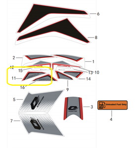 QJ SRK125R Ön Kafa Stıcker kırmızı sol