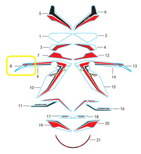 QJ SRK400RR Arka Grenaj  Stıcker Küçük sol
