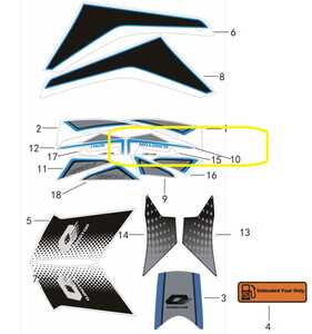 QJ SRK125R Grenaj Üst Stıcker maviı/siyah sağ