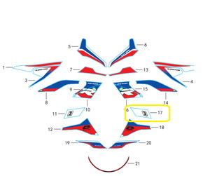 QJ SRK400RR Arka Kuyruk  Stıcker Küçük kırmızı sağ