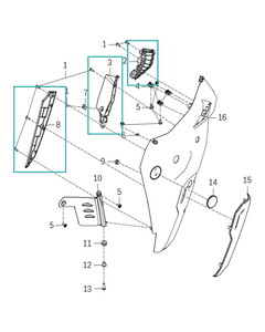 KOVE 800X Yan Grenajı İç Plastik 3lü Takım sağ